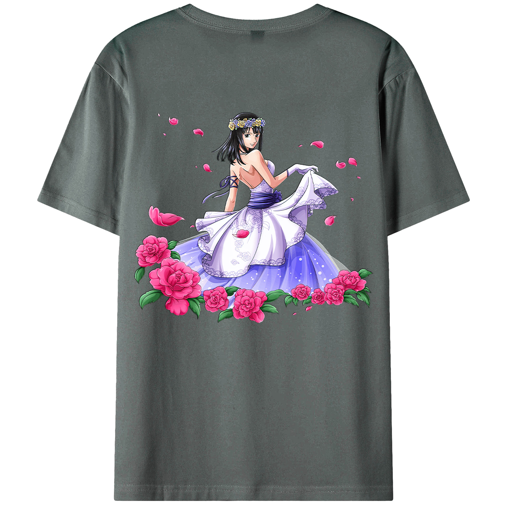 ワンピース ニコ・ロビン ONE PIECE Nico Robin 綿100％ メンズ半袖Tシャツ（バックプリント） 通気性
